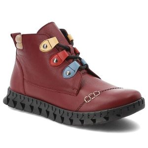 Czerwone Botki Armodo Skórzane Buty Damskie. Czerwone botki Armodo, bez wzorów, bez obcasa, bez zapięcia. Za 348,99 zł.