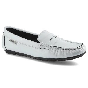 Białe Mokasyny Chebello Damskie Wygodne Buty. Białe półbuty CheBello, bez wzorów, ze skóry, bez obcasa, bez zapięcia. Za 159,00 zł.