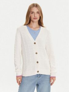 Tommy Jeans Kardigan Cable DW0DW21681 Écru Relaxed Fit. Kardigany Tommy Jeans, z bawełny. Za 419,99 zł.