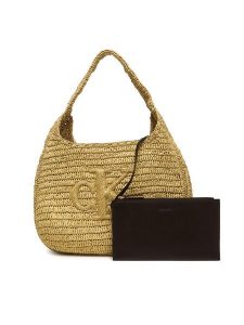 Calvin Klein Torebka Bold Ck Raffia Lg Shoulder Bag LV04F3448G Beżowy. Brązowe torebki klasyczne Calvin Klein, bez wzorów, bez dodatków. Za 529,99 zł.