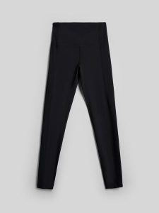4F Legginsy do jogi szybkoschnące damskie - czarne L. Czarne legginsy 4f, bez wzorów, z materiału, z podwyższonym stanem. Za 149,99 zł.
