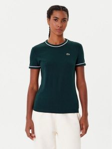 Lacoste T-Shirt TF5289 Zielony Slim Fit. Zielone t-shirty Lacoste, bez wzorów, z bawełny, bez kołnierzyka, bez ramiączek. Za 279,99 zł.