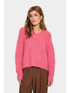 SAINT TROPEZ Sweter w kolorze różowym rozmiar: XS. Różowe swetry oversize Saint Tropez, xs, bez wzorów, ze splotem, bez ramiączek. Za 91,56 zł.