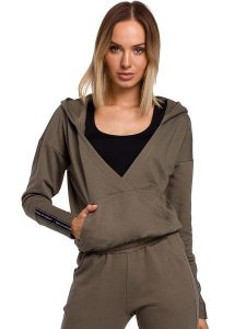 Made of emotion Bluza w kolorze khaki rozmiar: M. Brązowe bluzy Made Of Emotion, m, bez wzorów, z kapturem. Za 61,46 zł.