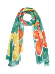 BLE Szal w kolorze zielono-pomarańczowym - 180 x 100 cm rozmiar: onesize. Zielone szaliki BLE, bez wzorów, z bawełny. Za 51,95 zł.