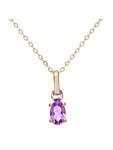 Revoni Złoty naszyjnik z diamentową zawieszką - 46 cm rozmiar: onesize. Żółte naszyjniki Revoni, z ametystem, złote. Za 761,99 zł.