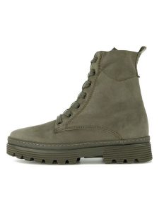 Gabor Skórzane botki w kolorze khaki rozmiar: 37. Brązowe botki Gabor, bez wzorów, z zamszu, bez obcasa, bez zapięcia. Za 215,71 zł.