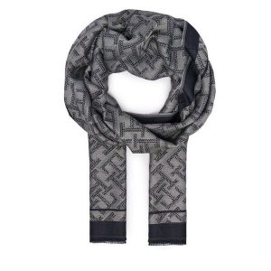 Szal Tommy Hilfiger. Niebieskie szaliki TOMMY HILFIGER, bez wzorów. Za 289,99 zł.