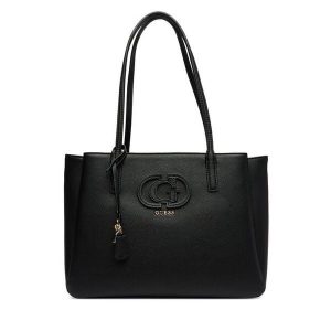 Torebka Guess. Czarne shopper bag Guess, z aplikacjami, bez dodatków. Za 649,99 zł.