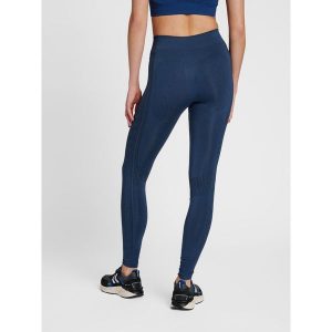 Damskie legginsy mid-rise Hummel Shaping. Niebieskie legginsy Hummel, bez wzorów, z materiału. Za 161,00 zł.