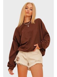 Trend Alacati Bluza w kolorze brązowym rozmiar: L. Brązowe bluzy Trend Alacati, l, bez wzorów, bez kaptura. Za 61,46 zł.