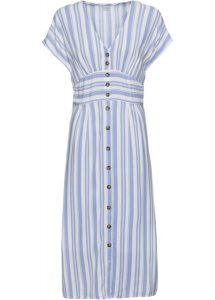 Sukienka ze zrównoważonej wiskozy. Fioletowe sukienki bonprix, na lato, bez wzorów, z wiskozy, bez kołnierzyka, bez ramiączek, plisowane. Za 114,99 zł.