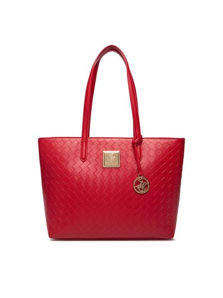 Beverly Hills Polo Club Torebka CEO-BHPC-L-008-09 Czerwony. Czerwone shopper bag Beverly Hills Polo Club, bez wzorów, z materiału, bez dodatków. Za 229,99 zł.