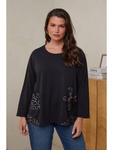 Curvy Lady Tunika w kolorze granatowym rozmiar: 44/46. Czarne tuniki Curvy Lady, bez wzorów, z bawełny, klasyczne, bez kołnierzyka, bez ramiączek. Za 118,56 zł.