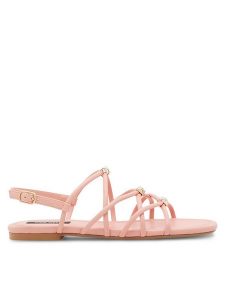 Nine West Sandały 123AL1737 Różowy. Czerwone sandały Nine West, bez wzorów, ze skóry, bez obcasa, na płaskiej podeszwie, bez zapięcia. Za 119,99 zł.