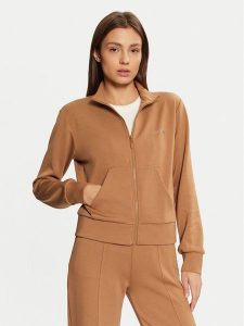 Guess Bluza V5RQ17 KCOB2 Brązowy Regular Fit. Brązowe bluzy Guess, s, z aplikacjami, z syntetyku, bez kaptura. Za 219,99 zł.
