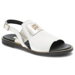 Białe Sandały Armodo Eleganckie Obuwie Damskie. Białe sandały Armodo, bez wzorów, ze skóry, bez obcasa, bez zapięcia. Za 319,00 zł.