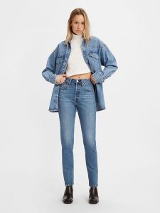 Levi's Dżinsy "501" - Skinny fit - w kolorze niebieskim rozmiar: W26/L30. Niebieskie jeansy Levi's®, z aplikacjami, z podwyższonym stanem. Za 166,49 zł.