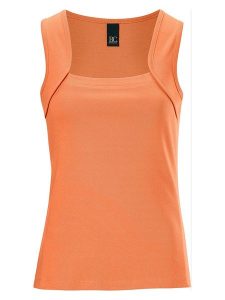 Heine Top w kolorze pomarańczowym rozmiar: 46. Pomarańczowe topy Heine, bez wzorów, z bawełny, bez kołnierzyka, bez ramiączek. Za 48,45 zł.
