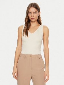 Guess Top W5RR18 Z34O0 Biały Regular Fit. Białe topy Guess, s, z aplikacjami, z wiskozy, bez kołnierzyka, bez ramiączek. Za 159,99 zł.