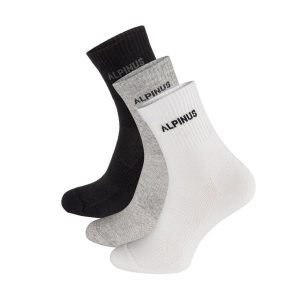 Skarpety trekkingowe dla dorosłych Alpinus Alpamayo 3-pack czarne, szare, białe. Białe skarpetki ALPINUS, bez wzorów. Za 78,61 zł.
