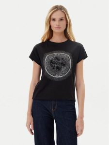 Guess T-Shirt W5YI14 I3Z14 Czarny Regular Fit. Czarne t-shirty Guess, l, z aplikacjami, z bawełny, bez kołnierzyka, bez ramiączek. Za 139,99 zł.