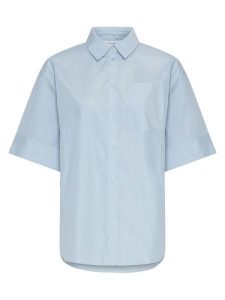 MOSS COPENHAGEN Bluzka "Heek Zenika" w kolorze błękitnym rozmiar: S/M. Niebieskie bluzki Moss Copenhagen, m, bez wzorów, z bawełny, bez kołnierzyka, bez ramiączek. Za 130,99 zł.