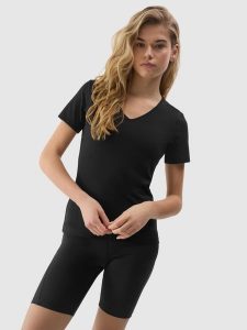 4F T-shirt gładki z bawełną organiczną damski - czarny S. Czarne t-shirty 4f, s, bez wzorów, z bawełny, bez kołnierzyka, bez ramiączek. W wyprzedaży za 29,99 zł.