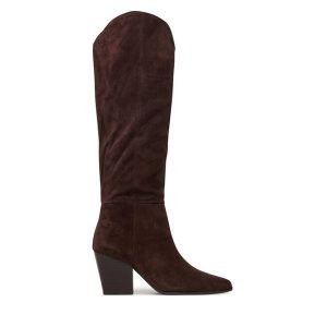 Kozaki Aldo. Brązowe kozaki ALDO, bez wzorów, bez obcasa, na słupku, bez zapięcia. Za 699,99 zł.