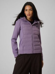 4F Kurtka z wypełnieniem syntetycznym damska - fioletowa S. Fioletowe kurtki 4f, s, bez wzorów, z puchu, bez kaptura. Za 349,99 zł.