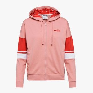 Bluza damska DIADORA L.HD FZ SWEAT LOGO. Czerwone bluzy Diadora, l, bez wzorów, bez kaptura. Za 69,99 zł.