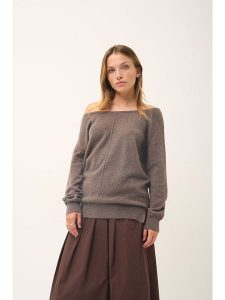 Just Cashmere Kaszmirowy sweter "Karen" w kolorze szarobrązowym rozmiar: M. Brązowe swetry oversize Just Cashmere, m, bez wzorów, z kaszmiru, bez ramiączek. Za 238,29 zł.