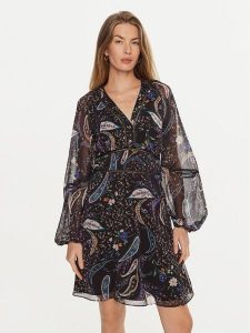 Guess Sukienka codzienna Yvette W4BK29 WDW82 Czarny Regular Fit. Czarne kombinezony Guess, xs, z aplikacjami, z syntetyku, bez kołnierzyka, bez ramiączek. Za 279,99 zł.