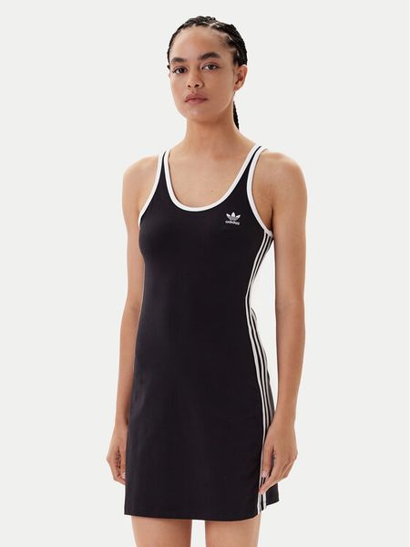 Adidas Sukienka codzienna adicolor 3-Stripes JW2586 Czarny Slim Fit. Czarne kombinezony ADIDAS, s, bez wzorów, z bawełny, bez kołnierzyka, bez ramiączek. Za 129,99 zł.