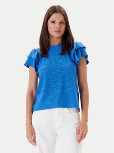 JDY Bluzka Carla 15351452 Niebieski Regular Fit. Niebieskie bluzki JDY, l, bez wzorów, z syntetyku, bez kołnierzyka, bez ramiączek. Za 59,99 zł.
