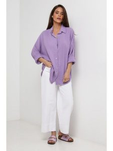 Lin Passion Lniana koszula w kolorze fioletowym rozmiar: 40/42. Różowe koszule Lin Passion, bez wzorów, ze lnu, bez kołnierzyka, bez ramiączek. Za 130,99 zł.