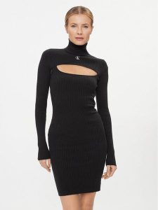 Calvin Klein Jeans Sukienka dzianinowa 2 In 1 Tight Ls Sweater Dress J20J222515 Czarny Slim Fit. Czarne kombinezony Calvin Klein Jeans, m, bez wzorów, z bawełny, bez kołnierzyka, bez ramiączek. Za 349,99 zł.