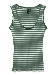 Vero Moda Top w kolorze zielono-białym rozmiar: S. Zielone topy Vero Moda, s, bez wzorów, prążkowane, bez kołnierzyka, bez ramiączek. Za 72,95 zł.