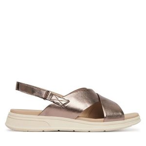 Sandały Caprice. Brązowe sandały Caprice, bez wzorów, bez obcasa, na płaskiej podeszwie, bez zapięcia. Za 329,99 zł.