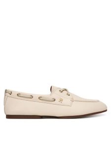 Tommy Hilfiger Półbuty Th Sleek Leather Boat Shoe FW0FW09148 Écru. Białe półbuty TOMMY HILFIGER, bez wzorów, ze skóry, bez obcasa, na płaskiej podeszwie, bez zapięcia. Za 385,99 zł.