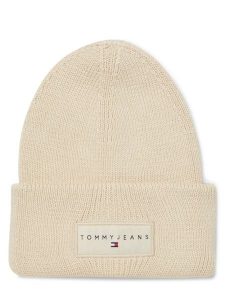 Tommy Jeans czapka z dzianiny Kobiety Bawełna beżowy, ONE SIZE. Brązowe czapki Tommy Jeans, z aplikacjami, z bawełny, klasyczne. Za 129,95 zł.