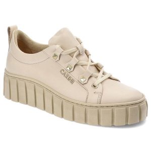 Beżowe Półbuty Carinii Stylowe Buty Na Platformie. Brązowe półbuty Carinii, bez wzorów, ze skóry, bez obcasa, na obcasie, bez zapięcia. Za 385,00 zł.