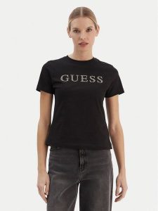 Guess T-Shirt V6RI20 J1314 Czarny Regular Fit. Czarne t-shirty Guess, xxs, z aplikacjami, z bawełny, bez kołnierzyka, bez ramiączek. Za 159,99 zł.