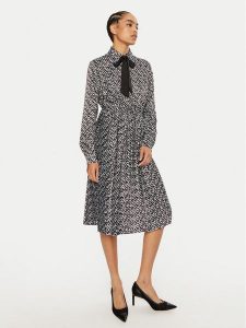 Fracomina Sukienka koszulowa FR24WD2005W470K1 Czarny Regular Fit. Czarne kombinezony Fracomina, s, bez wzorów, z syntetyku, bez kołnierzyka, bez ramiączek. Za 479,99 zł.