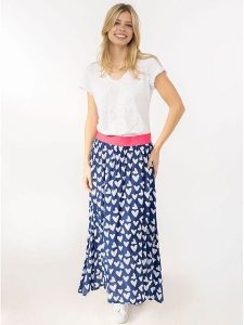 Zwillingsherz Spódnica "Hearts Allover" w kolorze niebieskim rozmiar: L/XL. Niebieskie spódnice Zwillingsherz, na co dzień, l, bez wzorów, z wiskozy, maxi. Za 118,56 zł.