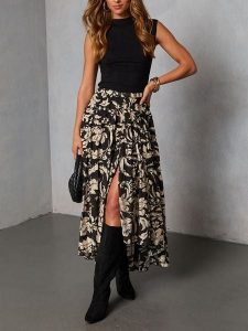 LA Angels Spódnica w kolorze beżowo-czarnym rozmiar: XL. Brązowe spódnice LA Angels, xl, bez wzorów, z wiskozy, maxi. Za 165,99 zł.