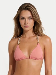 Guess Góra od bikini E6GJ00 KF412 Koralowy. Pomarańczowe bikini Guess, z aplikacjami, z syntetyku. Za 349,99 zł.