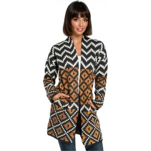 Sweter kardigan bez zapięcia w kolorowy aztecki wzór. Długie swetry Polskie swetry, na zimę, s, z jeansu, bez kołnierzyka. Za 259,00 zł.