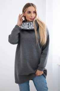 Bluza ocieplana z kapturem grafitowa. Szare bluzy KESI, l, bez wzorów, z bawełny, z kapturem. Za 297,97 zł.