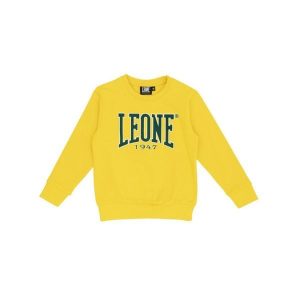 Bluza miękki z ściągacze na co dzień na siłownię. Żółte bluzy LEONE 1947 APPAREL, bez wzorów, z bawełny, bez kaptura. W wyprzedaży za 89,72 zł.